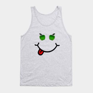 Green Apple & Smile (in the shape of a face) Tank Top